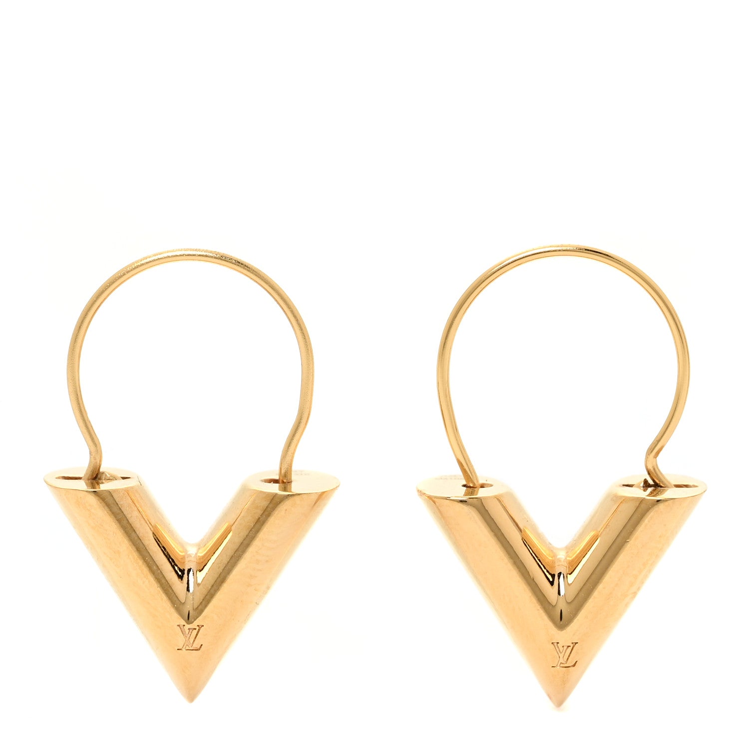 Louis Vuitton Brass Essential V Hoop Earrings Gold 1 of 6