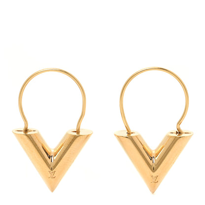 Louis Vuitton Brass Essential V Hoop Earrings Gold 1 of 6