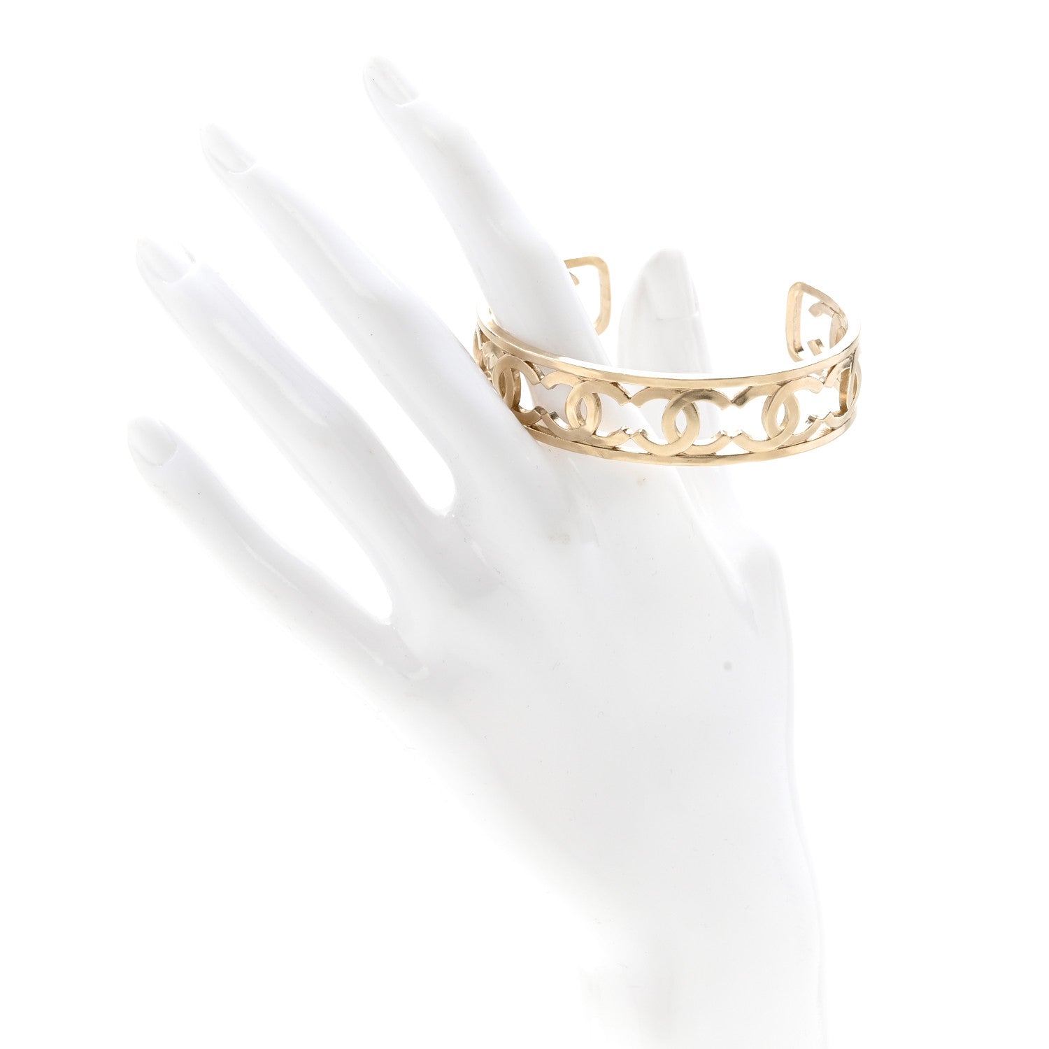 Chanel Metal Logo CC Cuff Gold 2 of 4