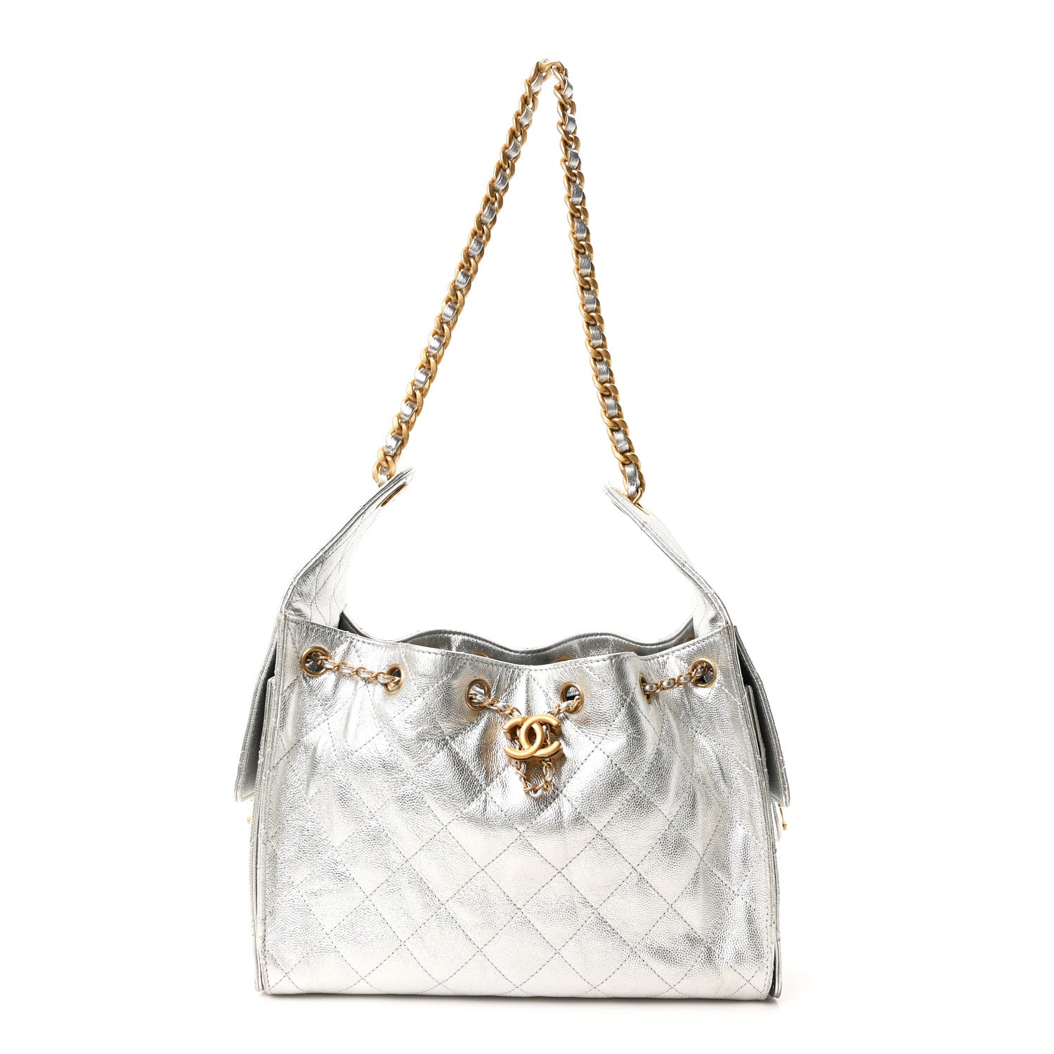 Chanel Metallic Caviar Quilted Small Chanel 25 Handbag Silver 1 of 11