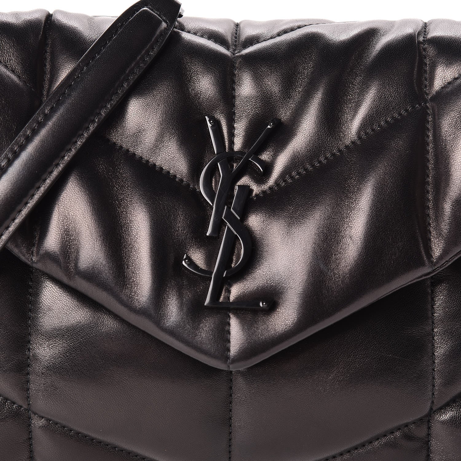 Saint Laurent Lambskin Quilted Small Loulou Puffer Monogram Chain Satchel Black 8 of 10