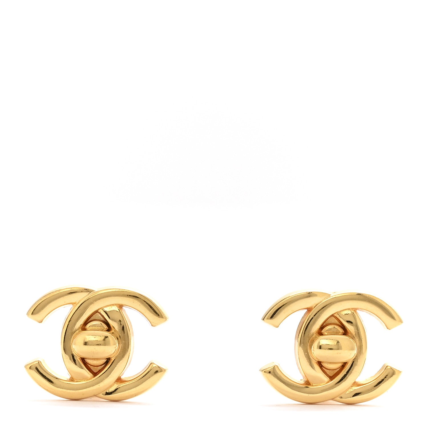 Chanel Metal CC Turnlock Clip On Earrings Gold 1 of 4