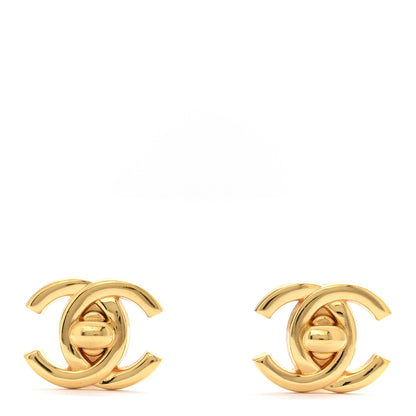 Chanel Metal CC Turnlock Clip On Earrings Gold 1 of 4