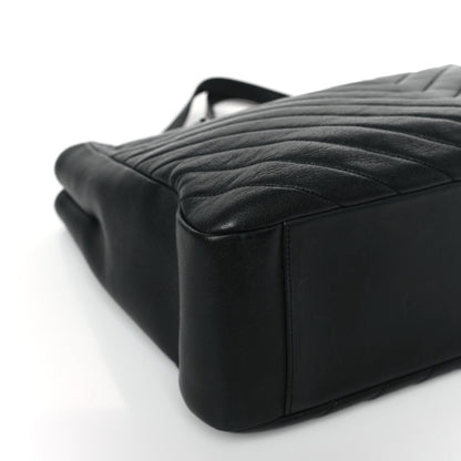 Saint Laurent Sheepskin Matelasse Chevron Large Monogram Shopping Bag Black 7 of 9