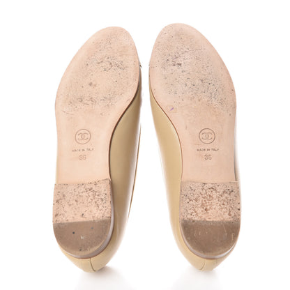 Chanel Lambskin Cap Toe CC Ballerina Flats 36 Beige 7 of 15