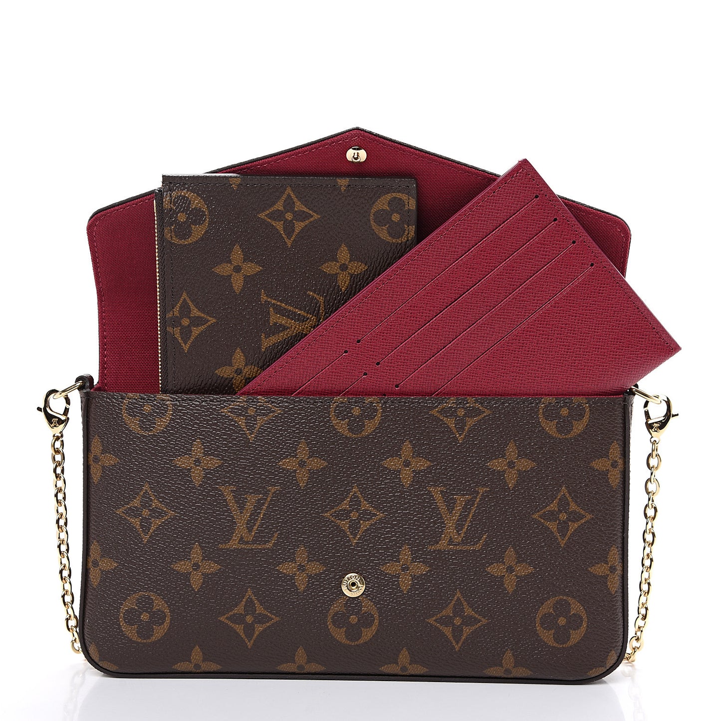 Monogram Pochette Felicie Chain Wallet Fuchsia