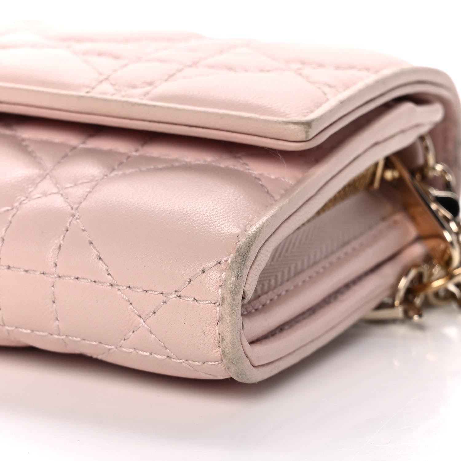 Christian Dior Lambskin Cannage Lady Dior Rendezvous Wallet On Chain Light Pink 9 of 11