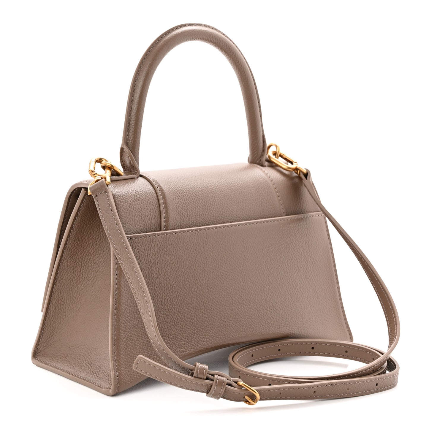 Grained Calfskin Small Hourglass Top Handle Bag Mink Grey