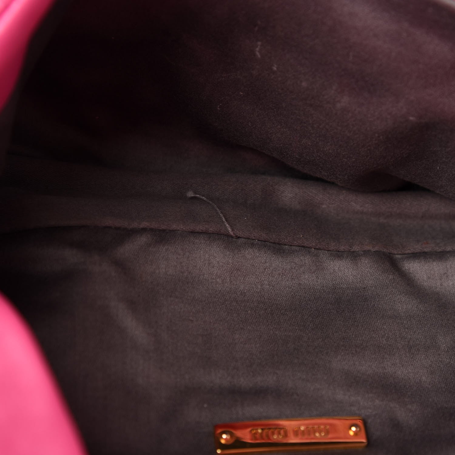 Miu Miu Nappa Matelasse Crystal Flap Clutch Fuxia 13 of 17