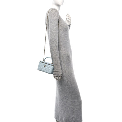 Chanel Lambskin Quilted Small Top Handle Vanity Case With Chain Light Blue 2 of 10