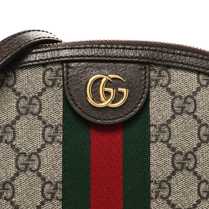 Gucci GG Supreme Monogram Textured Dollar Calfskin Web Small Ophidia Dome Shoulder Bag Beige Ebony New Acero 8 of 11