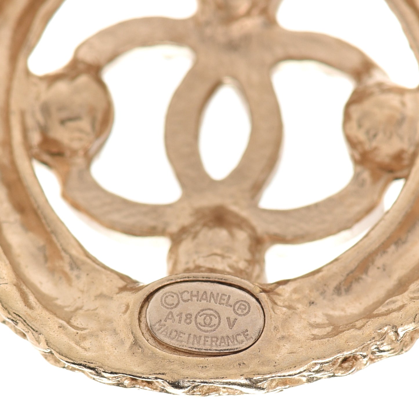 Pearl CC Round Rope Earrings Gold