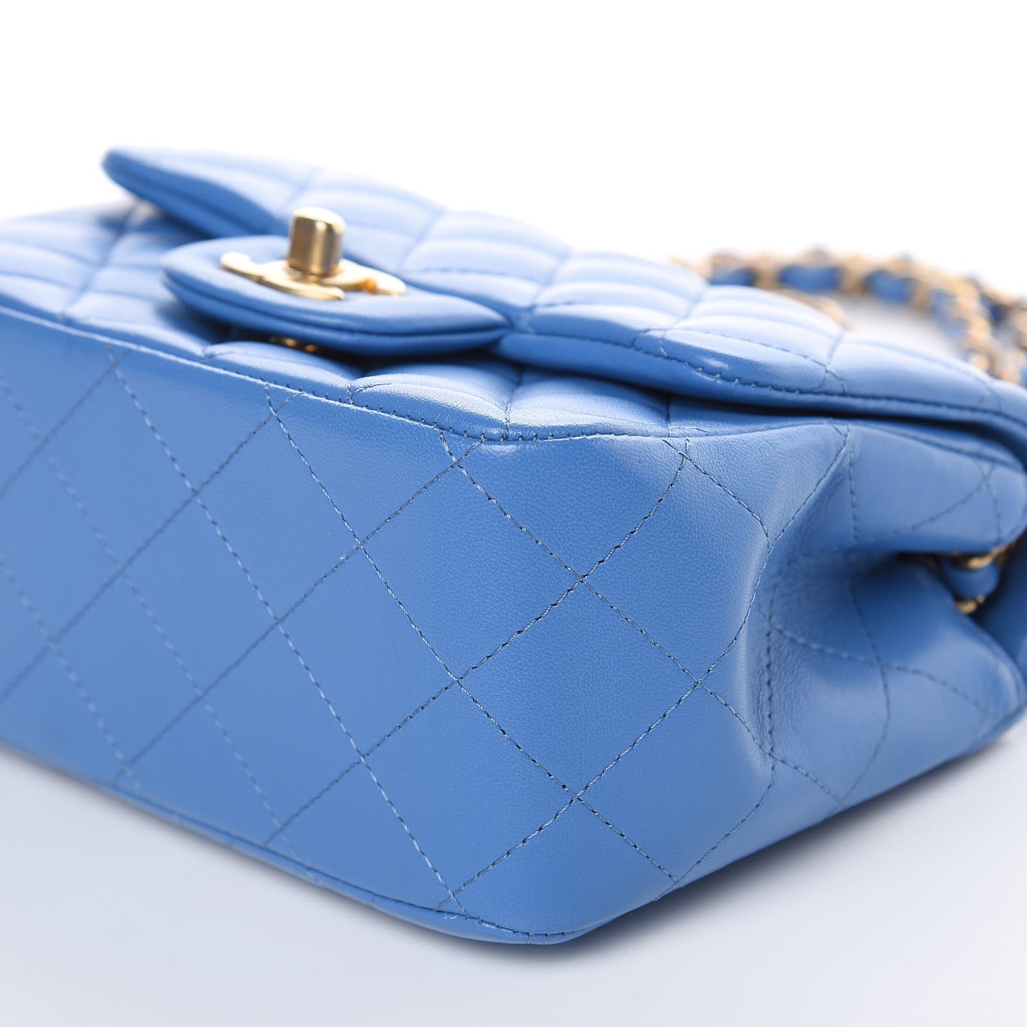 Lambskin Quilted Mini Square Flap Blue