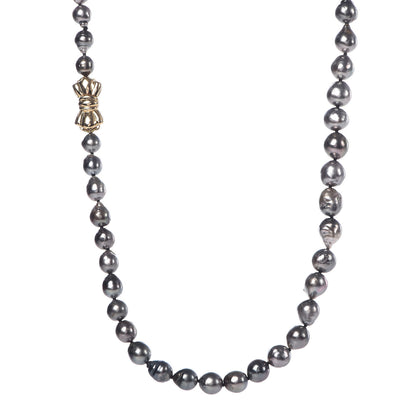 Mikimoto 18K Yellow Gold Gray South Sea Baroque Pearl 7-10mm Graduated Strand Necklace 18.5" 1 of 7