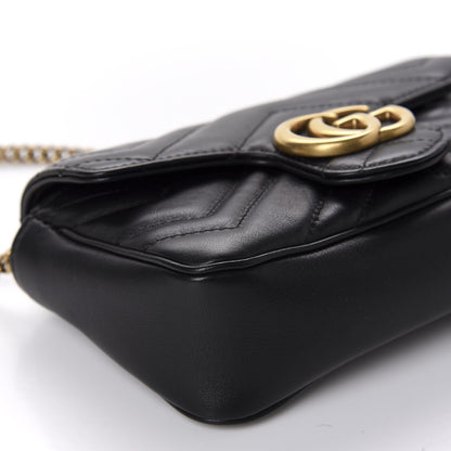 Gucci Calfskin Matelasse Super Mini GG Marmont Shoulder Bag Black 6 of 11