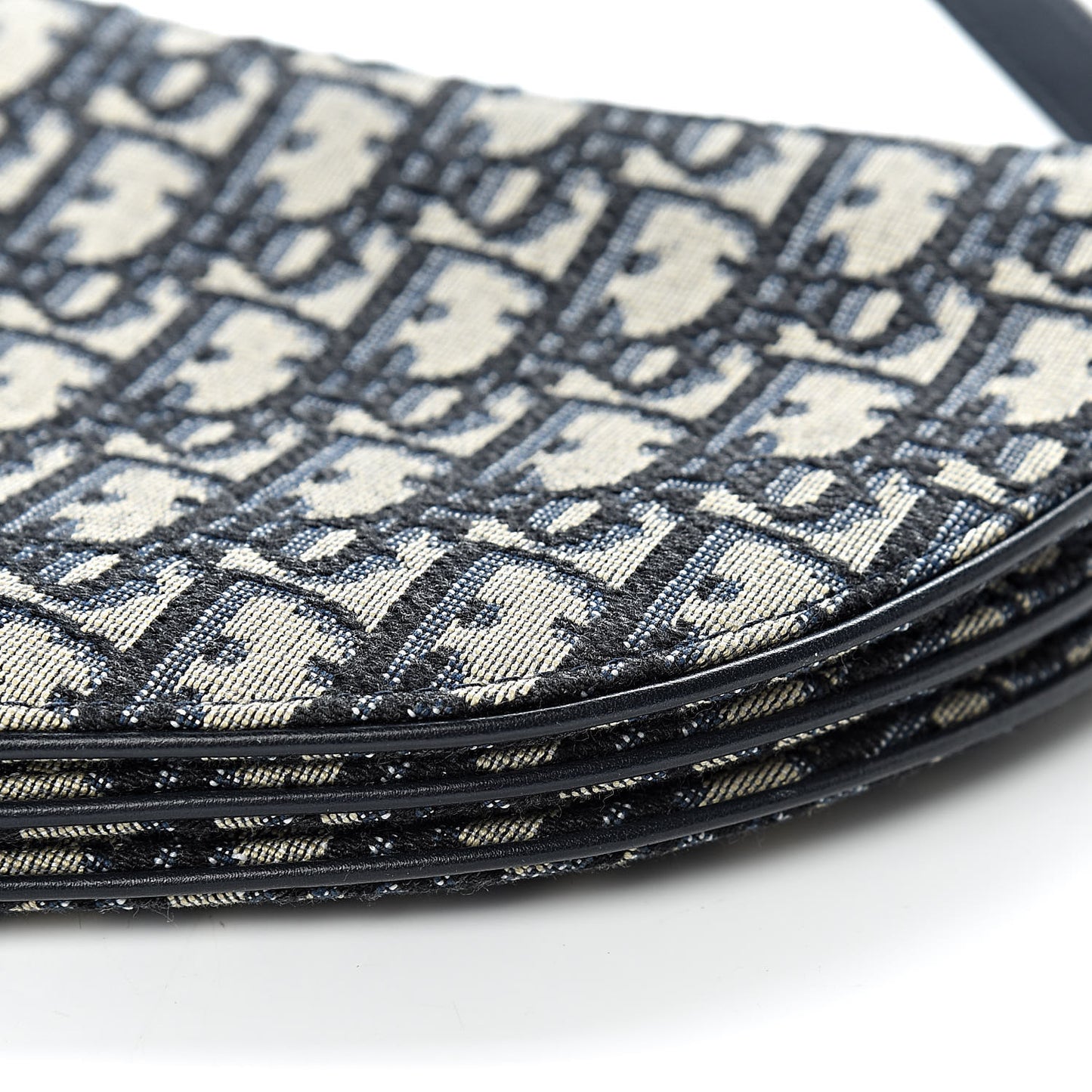 Oblique Saddle Pouch With Strap Navy Blue