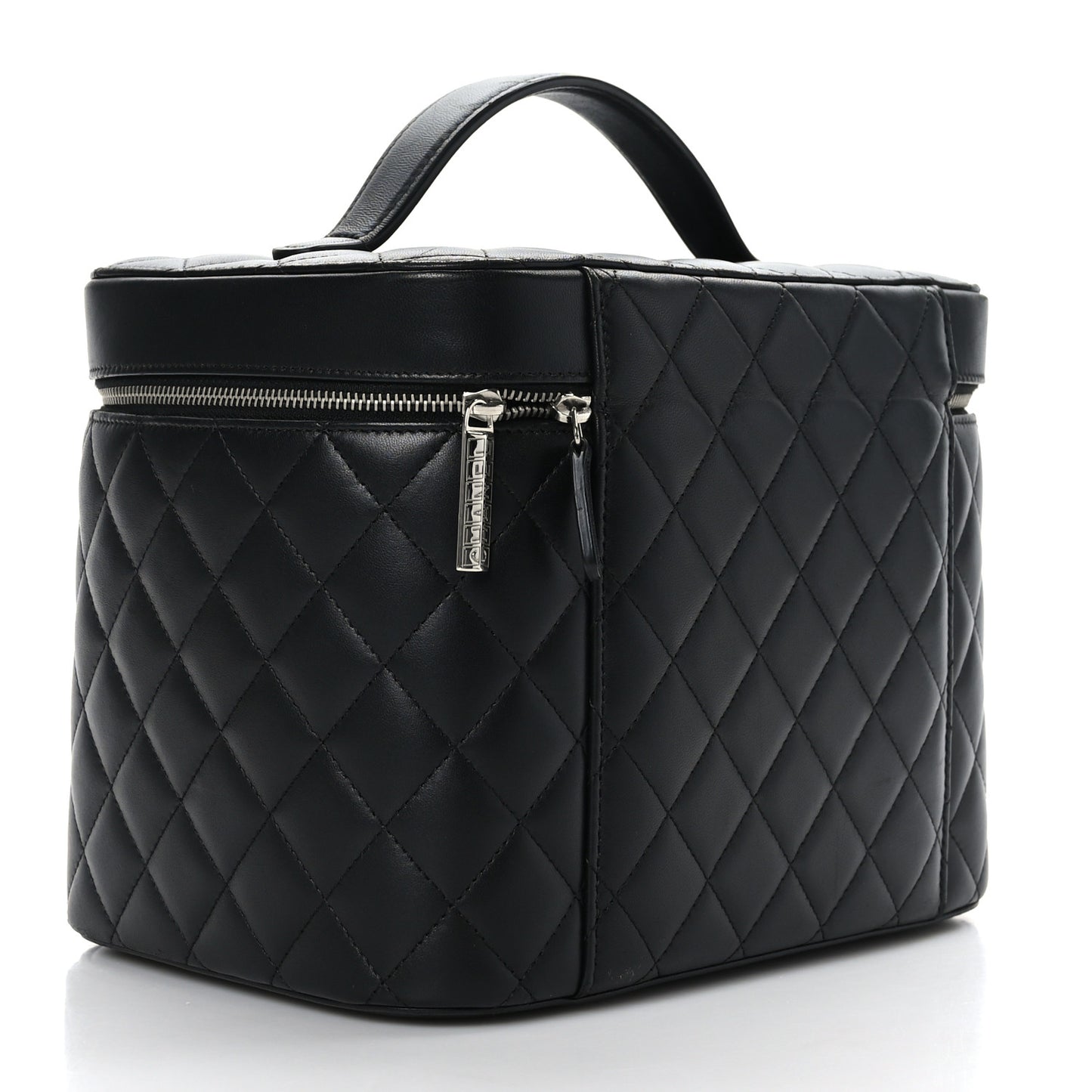 Lambskin Quilted Vanity Pouch Black