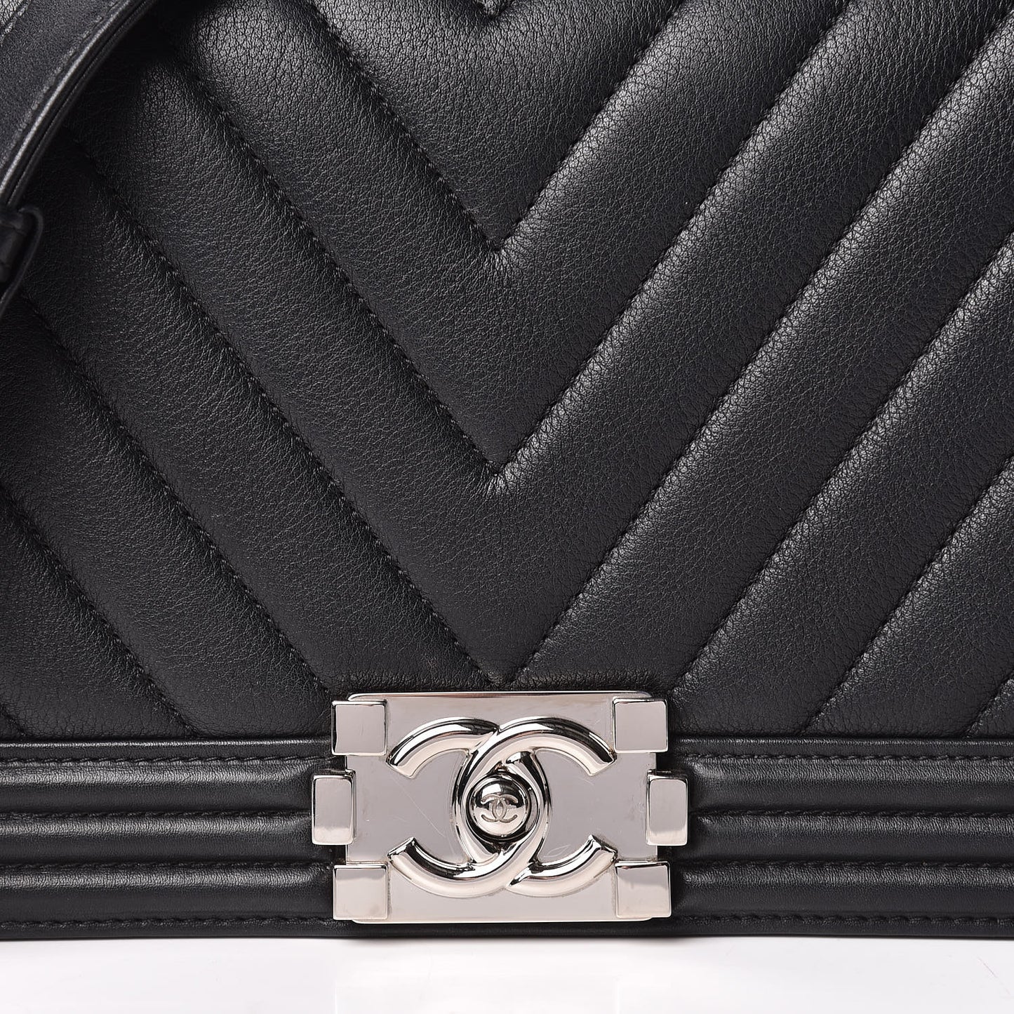 Calfskin Chevron Quilted Boy Convertible Clutch Flap Black