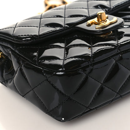 Chanel Patent Enamel Quilted Mini Coco Hearts Square Flap Black 8 of 9