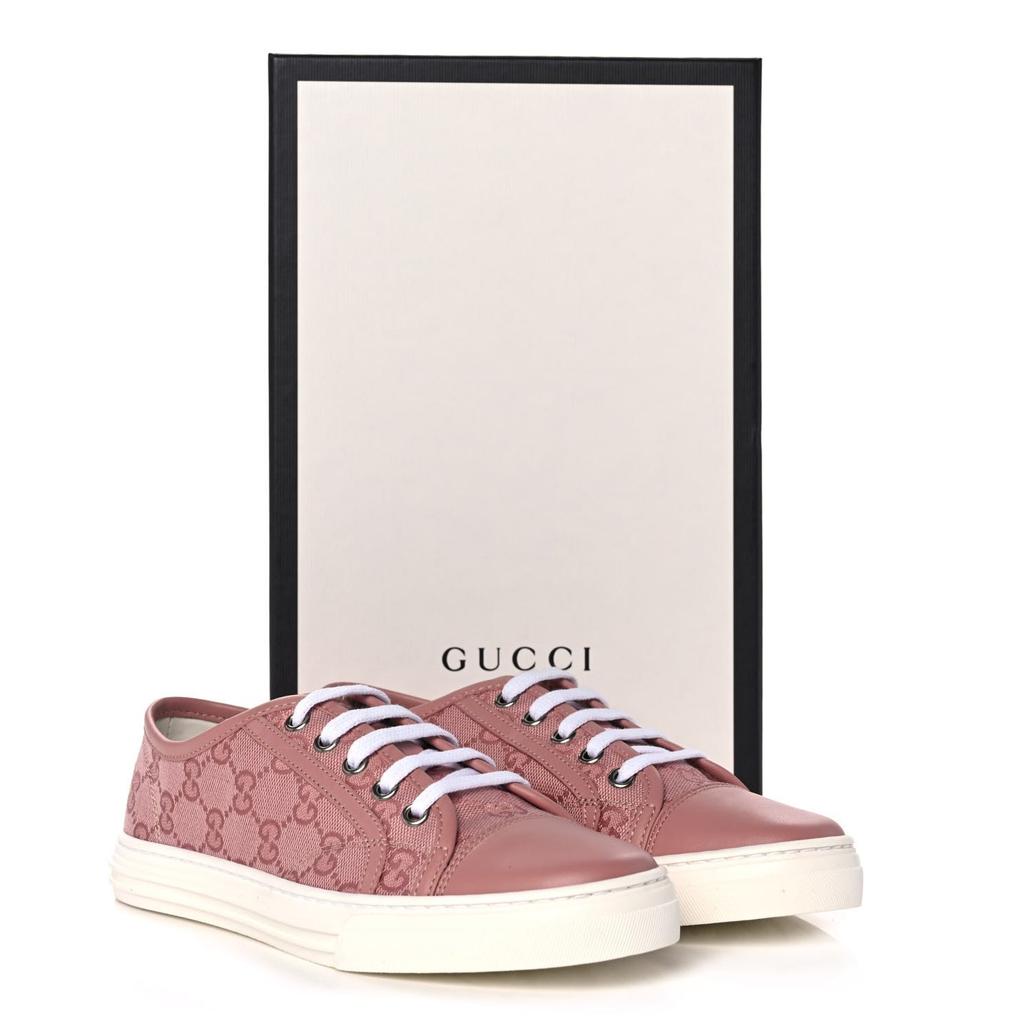 GG Monogram Calfskin Womens Low Top Sneakers 36 Pink Soft Pink