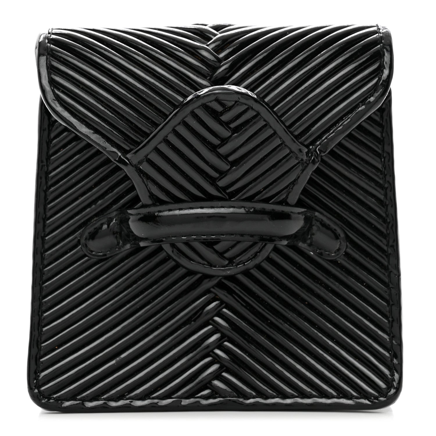 Bottega Veneta Patent Embossed Box Clutch Clutch Black 1 of 8