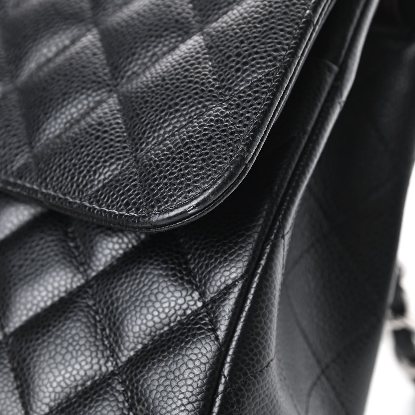Caviar Quilted Jumbo Double Flap Black