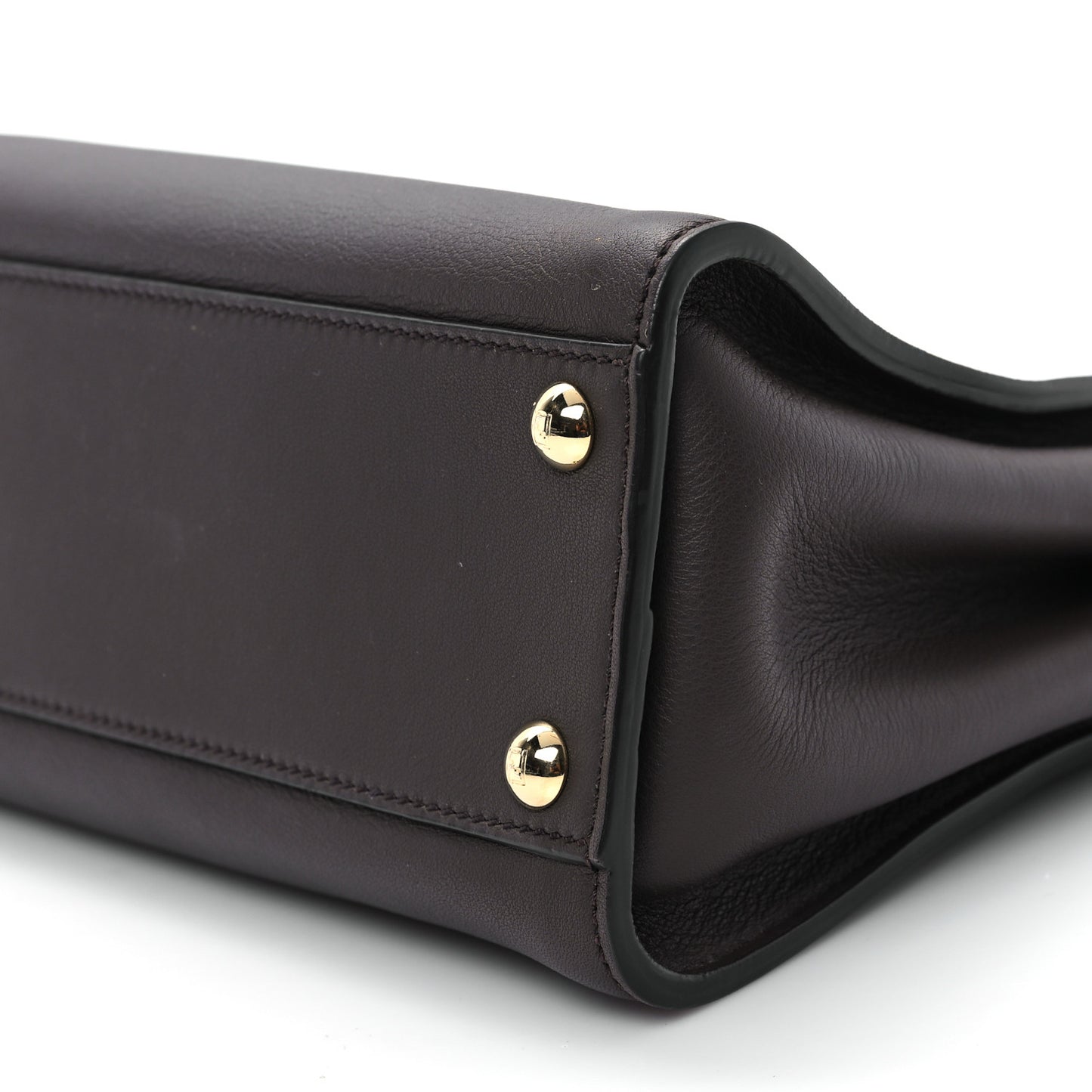 Vitello Seta Suede FF Mini Peekaboo Iconic Satchel Chocolate