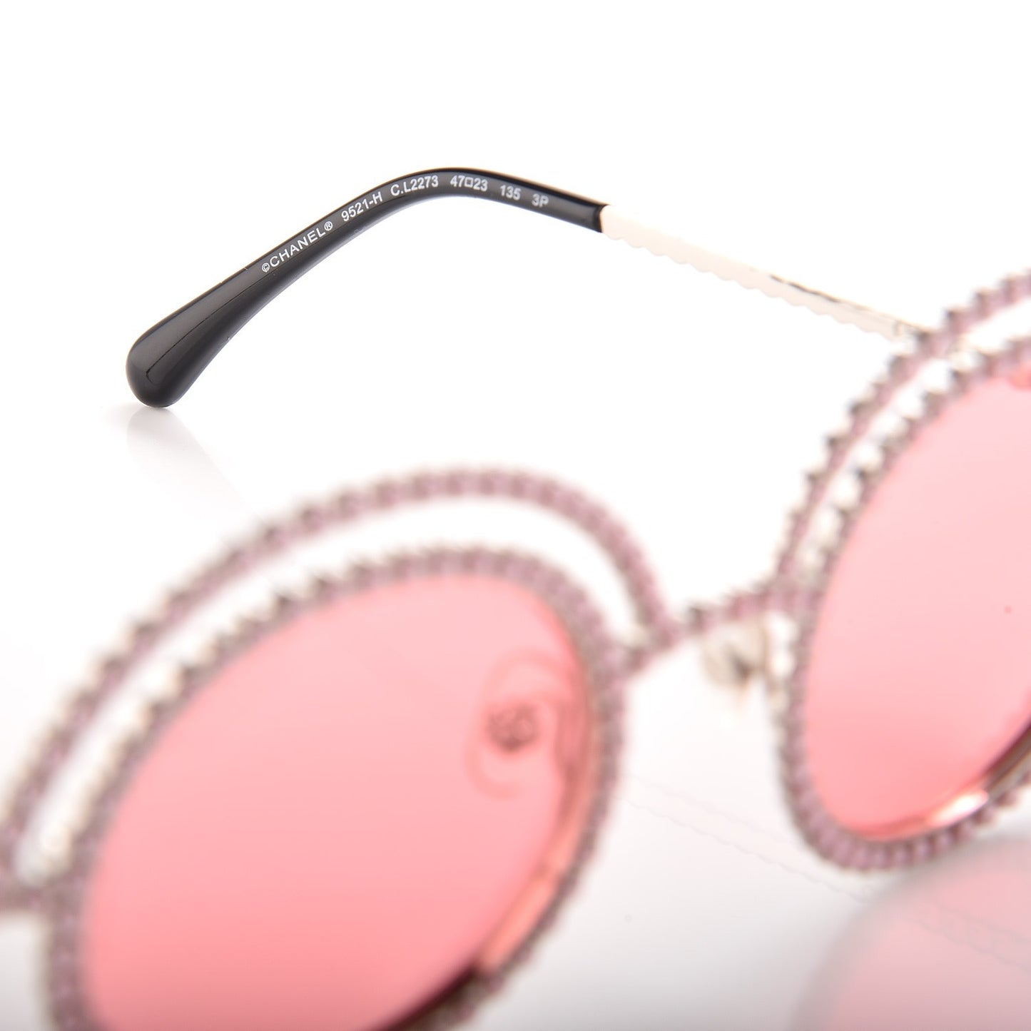 Metallic Pearl Round Polarized Sunglasses 9521-H Pink Silver