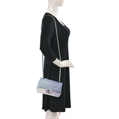 Chanel Perforated Lambskin Quilted Mini Rectangular Flap Light Blue Light Purple White 2 of 9