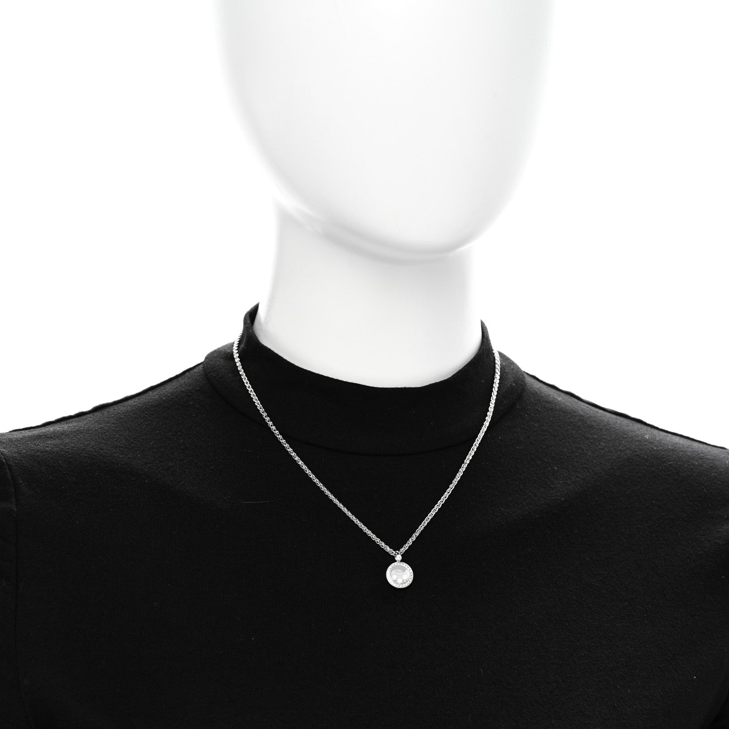 Chopard 18K White Gold 3 Diamond Happy Diamond Icons Round Pendant Necklace 2 of 5