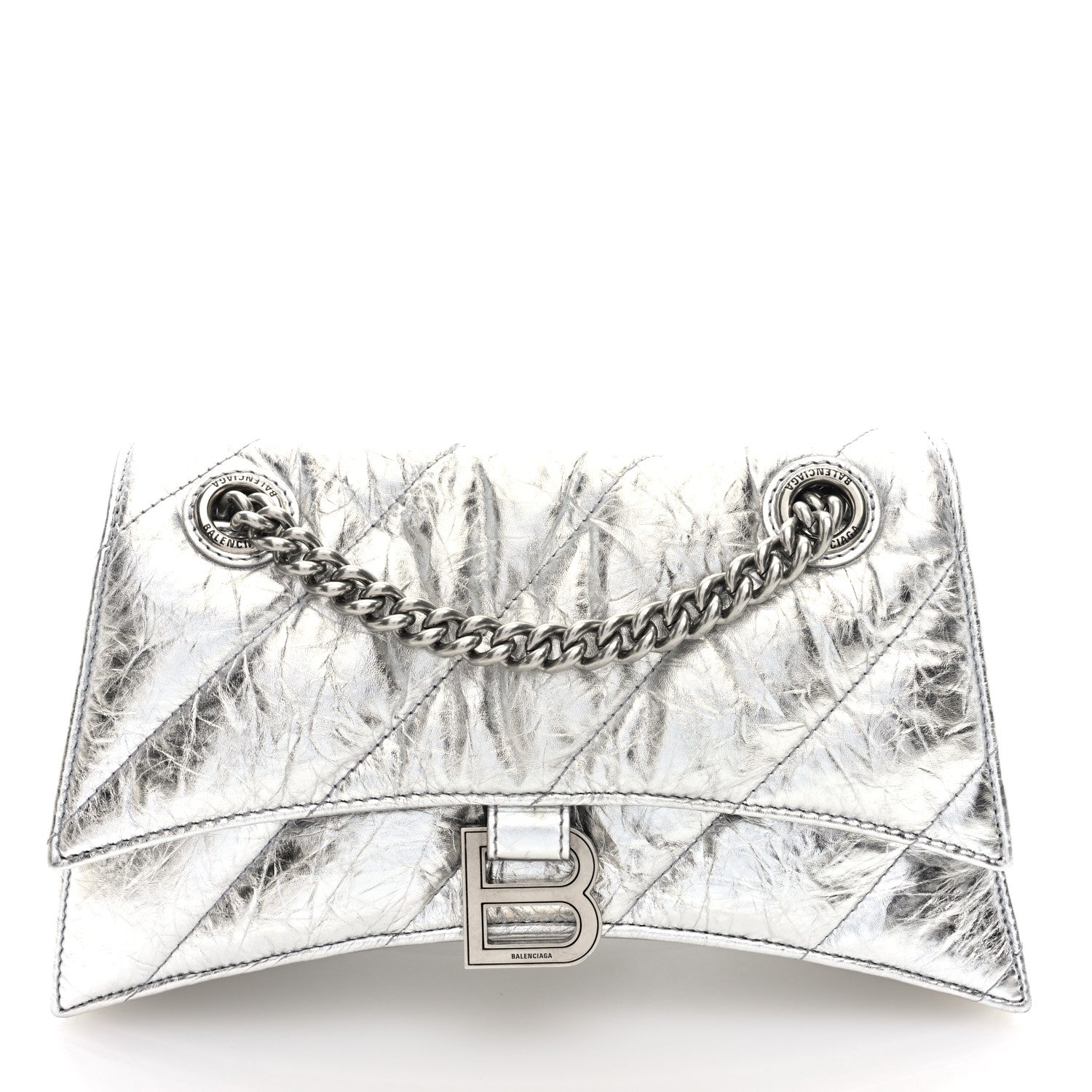 Balenciaga Crushed Calfskin Quilted Small Crush Chain Bag Silver 1 of 9