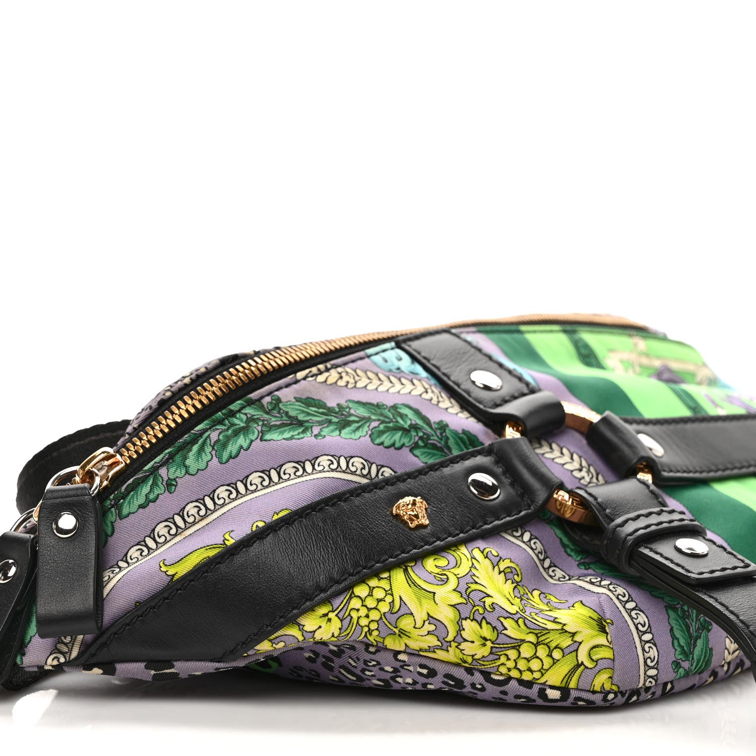Versace Nylon Calfskin Barocco Mosaic Print Bondage Belt Bag Jacaranda Multicolor 7 of 8
