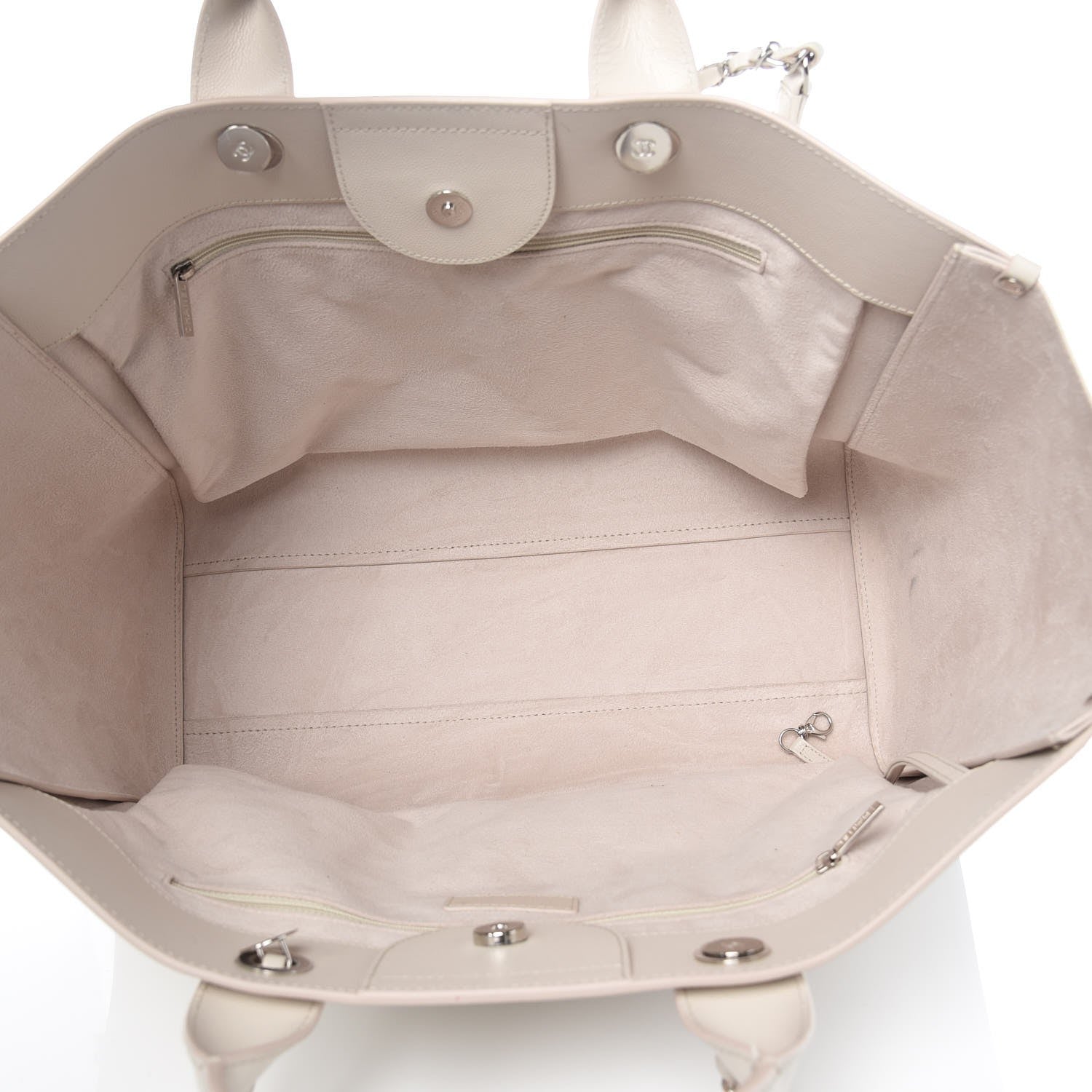 Chanel Caviar Extra Large Studded Deauville Tote Ivory 6 of 12