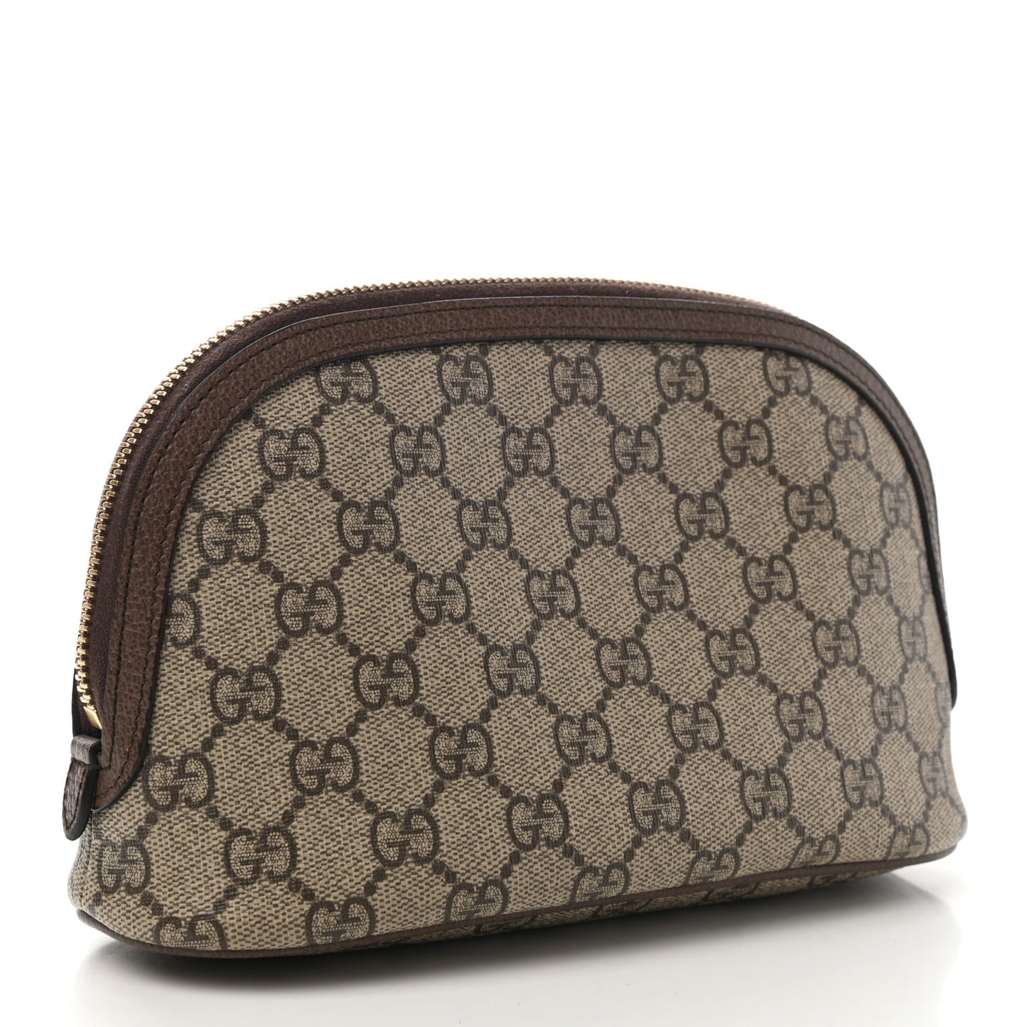 GG Supreme Monogram Textured Calfskin Web Large Ophidia Cosmetic Case Beige Ebony New Acero