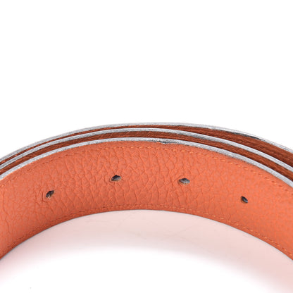 Hermes Box Taurillon Clemence 32mm Belt Strap 90 Orange Black 4 of 9