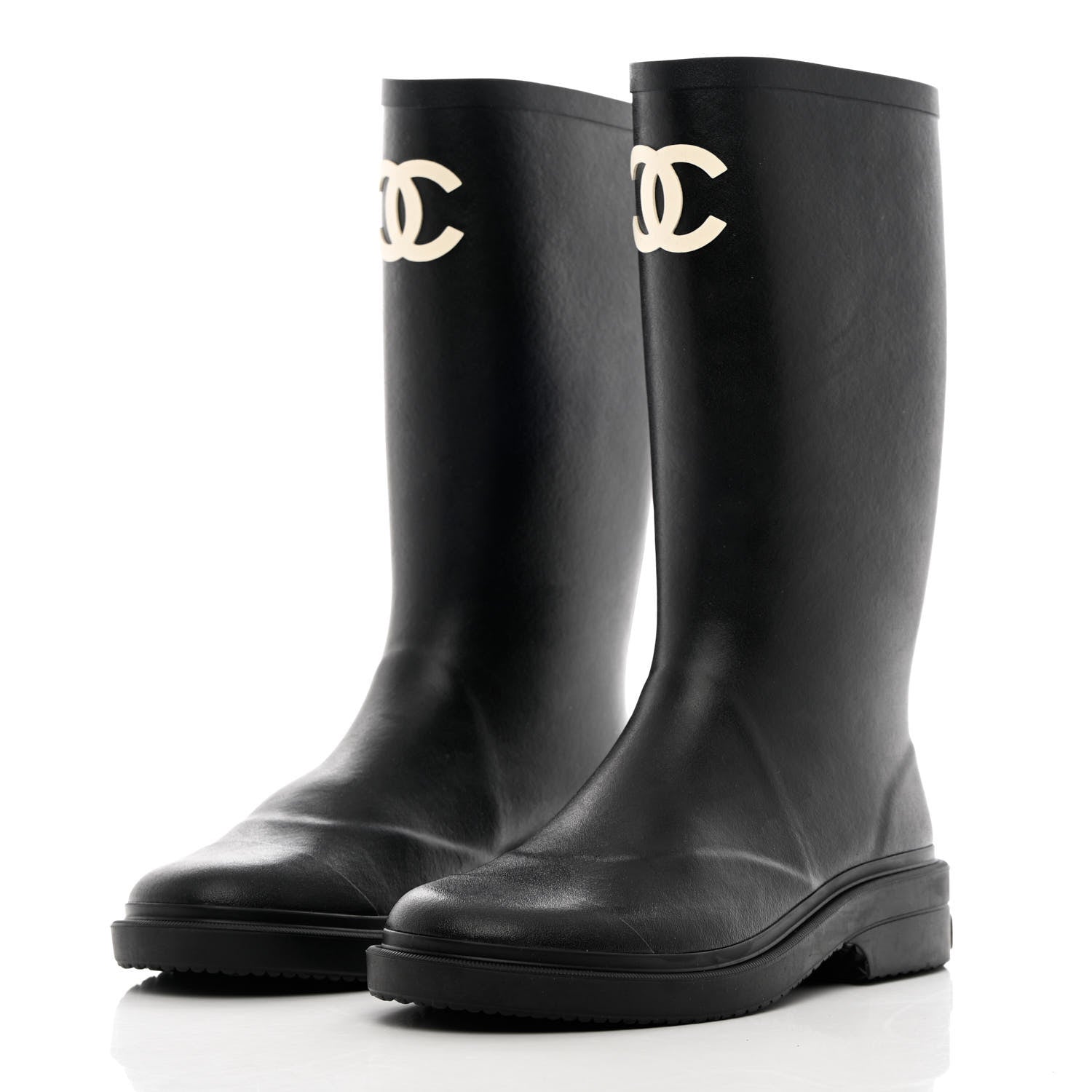 Chanel Caoutchouk CC High Boots 39 Black 3 of 12