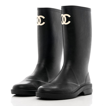 Chanel Caoutchouk CC High Boots 39 Black 3 of 12