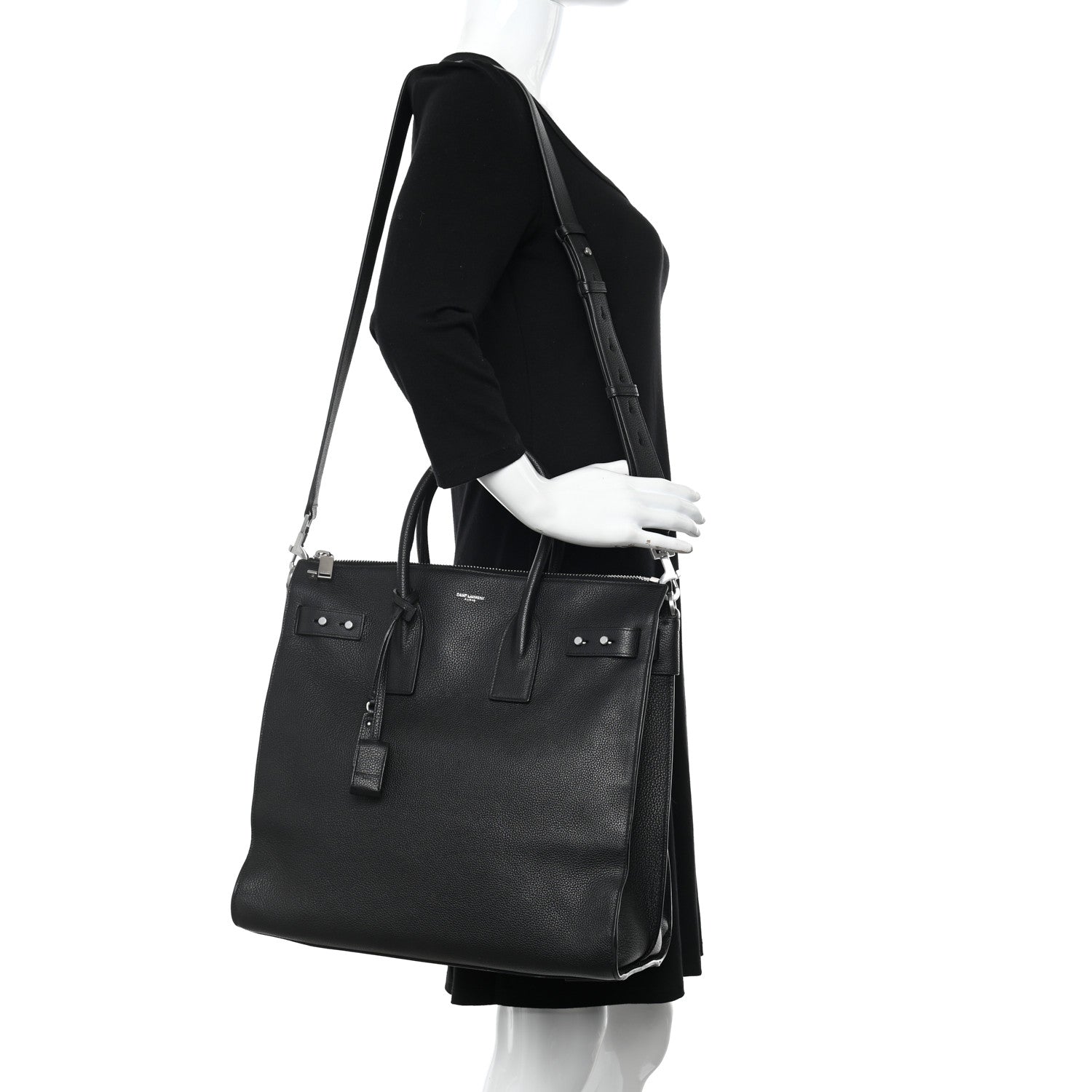 Saint Laurent Grained Calfskin Sac De Jour Souple North South Tote Black 2 of 12