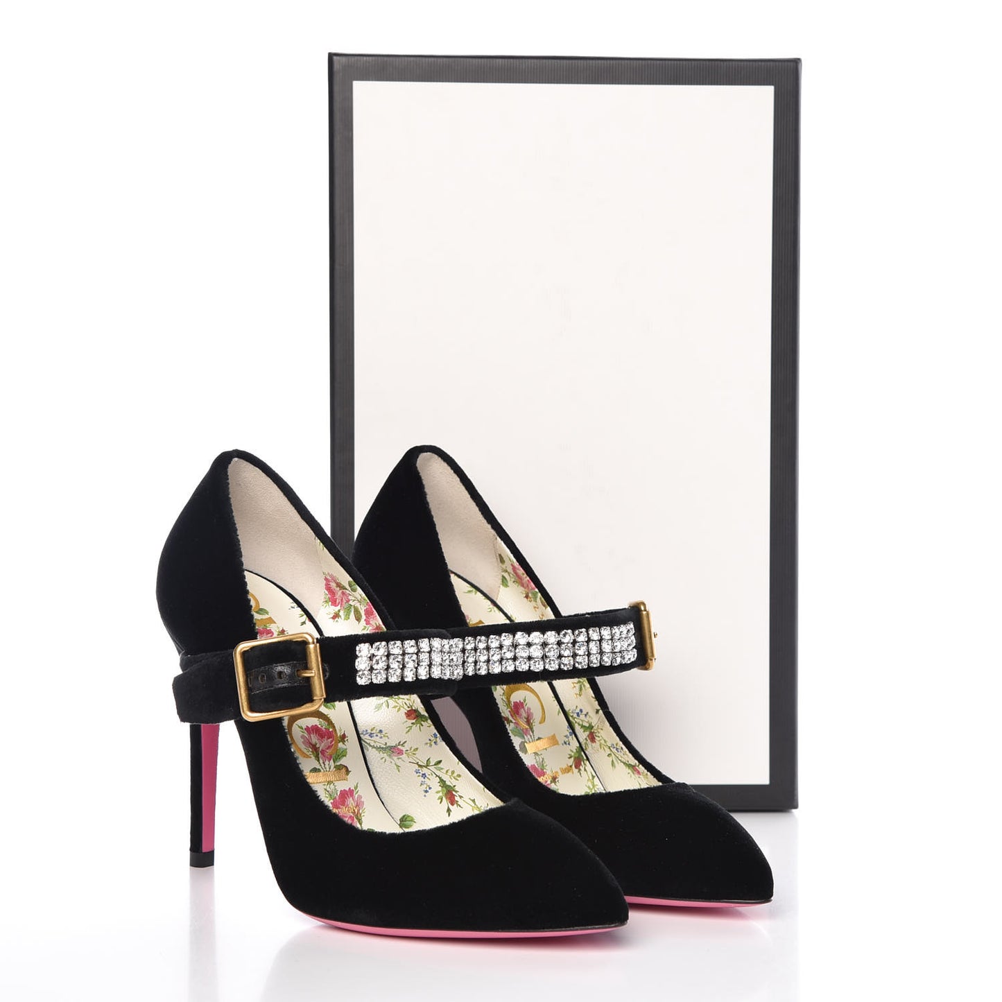 Velvet Crystal Embellished Sylvie High Heel Pumps 36 Black