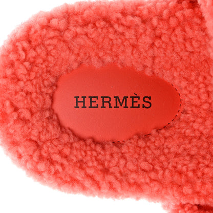 Hermes Woolskin Womens Chypre Sandals 38.5 Rose Du Desert 7 of 9