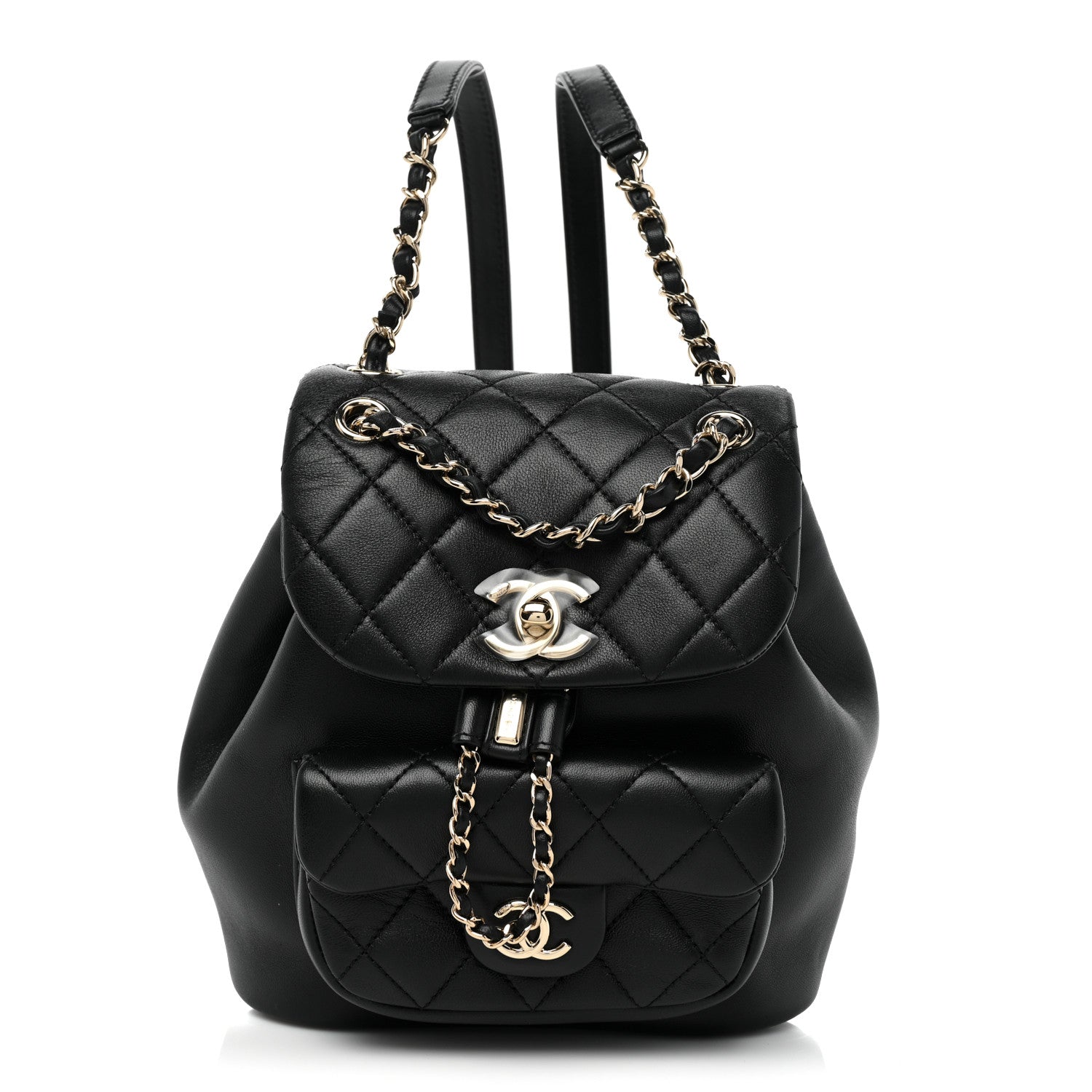 Chanel Lambskin Quilted Small Duma Drawstring Backpack Black 1 of 8