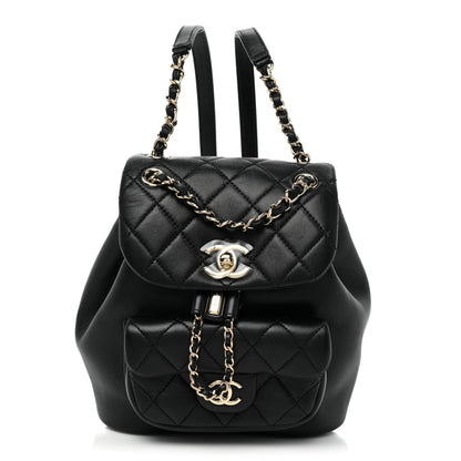 Chanel Lambskin Quilted Small Duma Drawstring Backpack Black 1 of 8