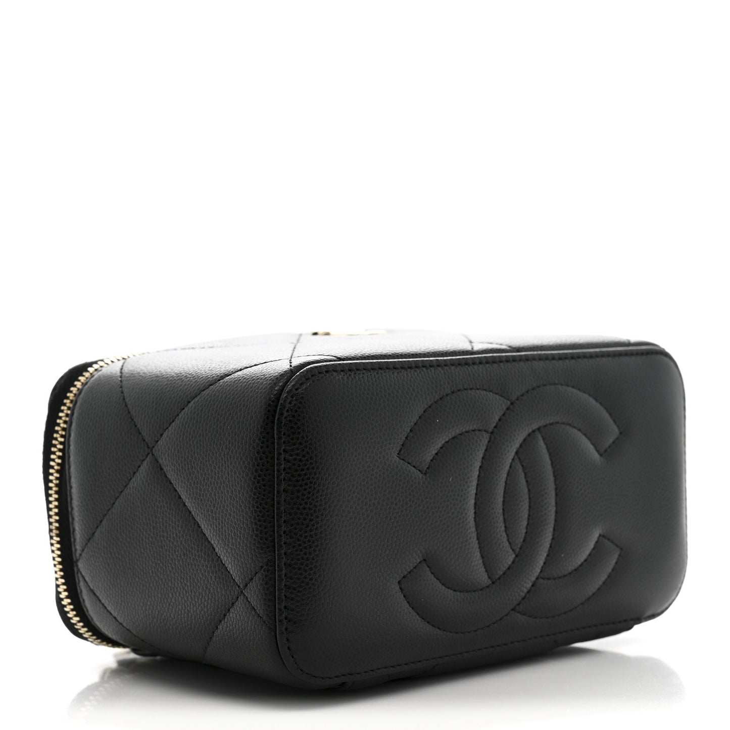 Caviar Quilted Top Handle Long Vanity Black