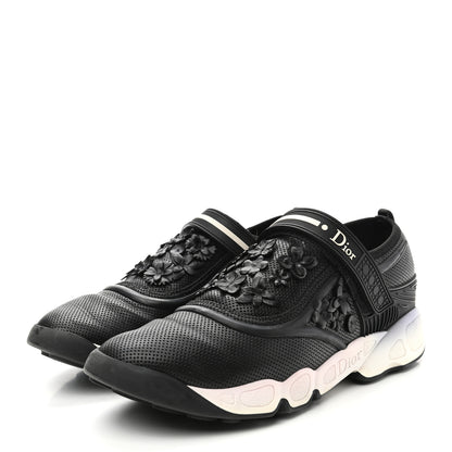 Christian Dior Perforated Lambskin Embellished Dior Fusion Sneakers 40 Black 2 of 8