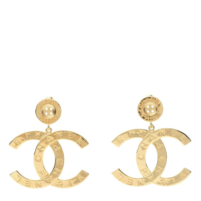 Chanel Metal Large Paris Button Earrings Gold 1 of 5