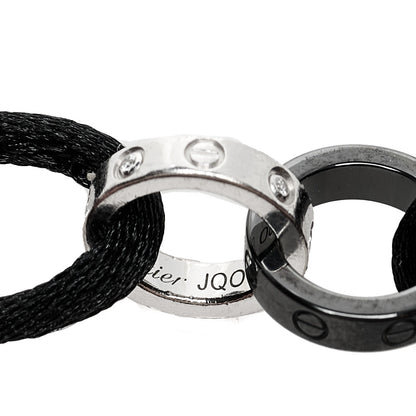 Cartier 18K White Gold Ceramic 4 Diamond LOVE Cord Bracelet Black 4 of 7