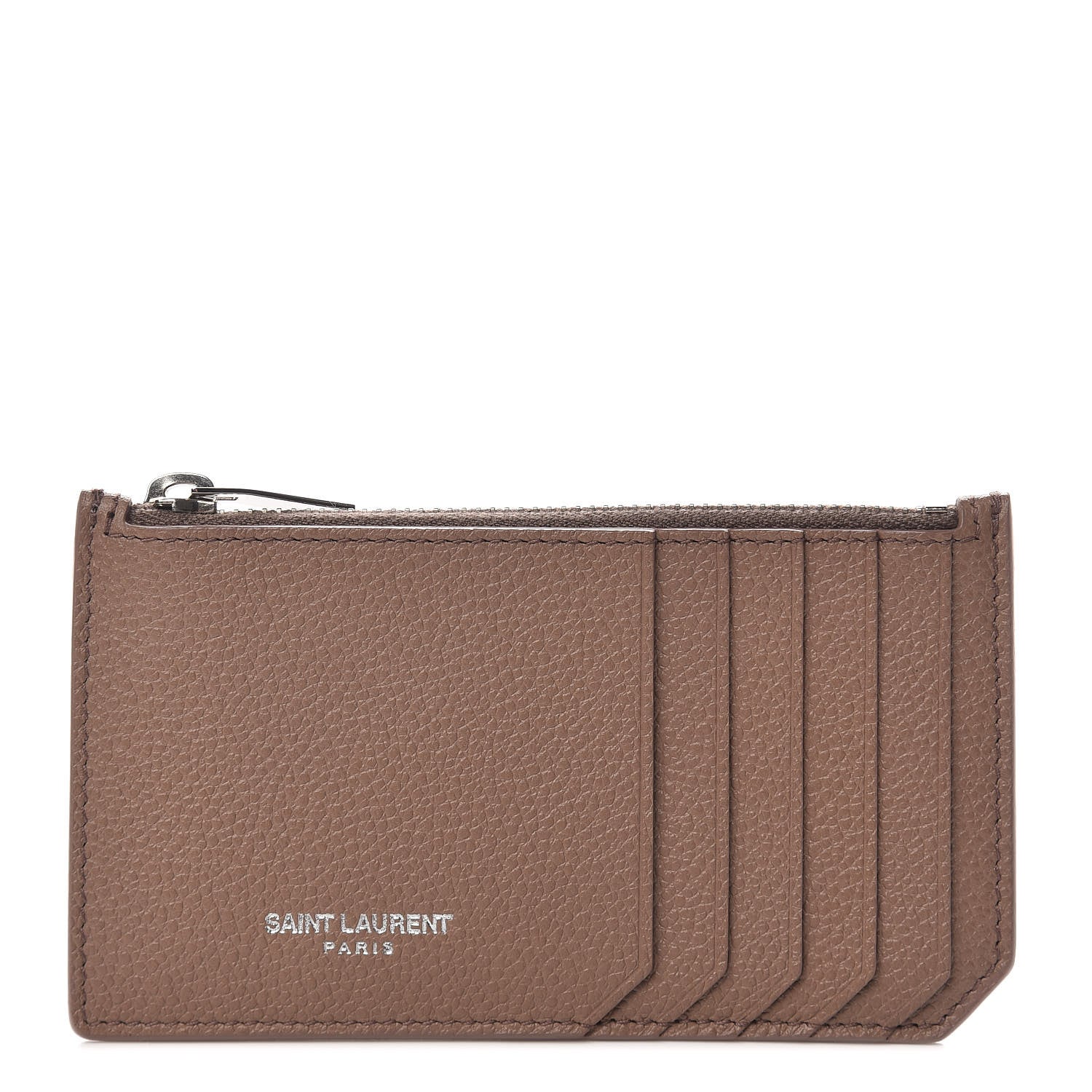 Saint Laurent Grained Calfskin 5 Fragments Zip Pouch Card Holder Fard 1 of 8