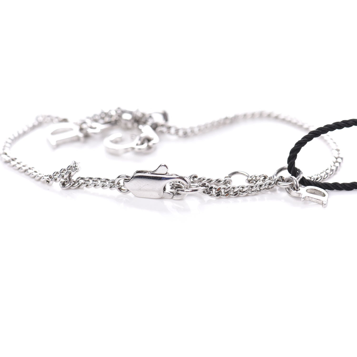 Christian Dior Crystal Bow CD Logo Bracelet Silver 610054