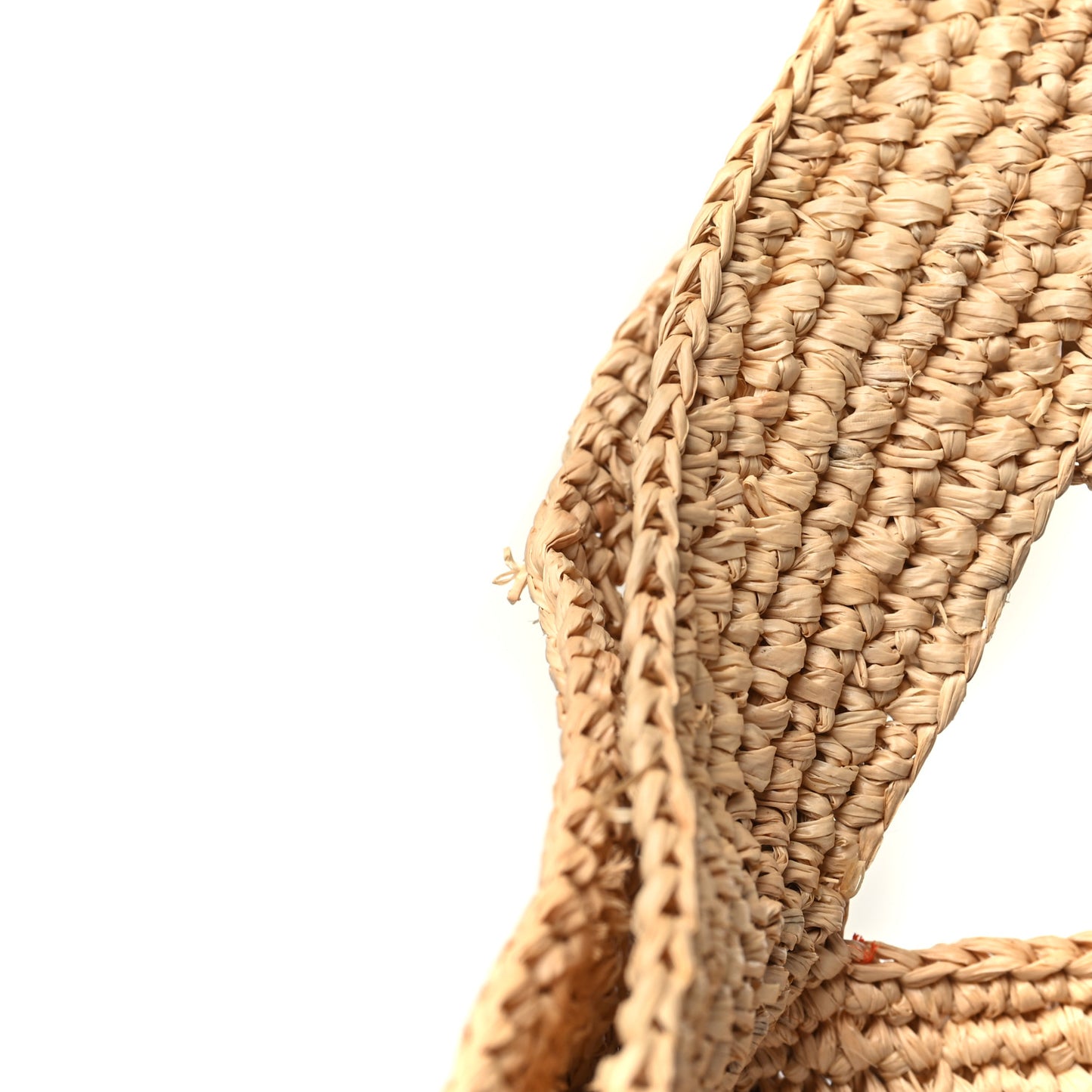 Raffia Crochet Slit Tote Bag Natural Tan