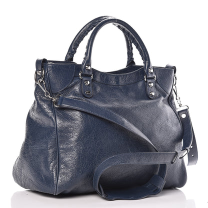 Balenciaga Agneau Classic Silver Hardware Velo Bleu Obscur 3 of 12